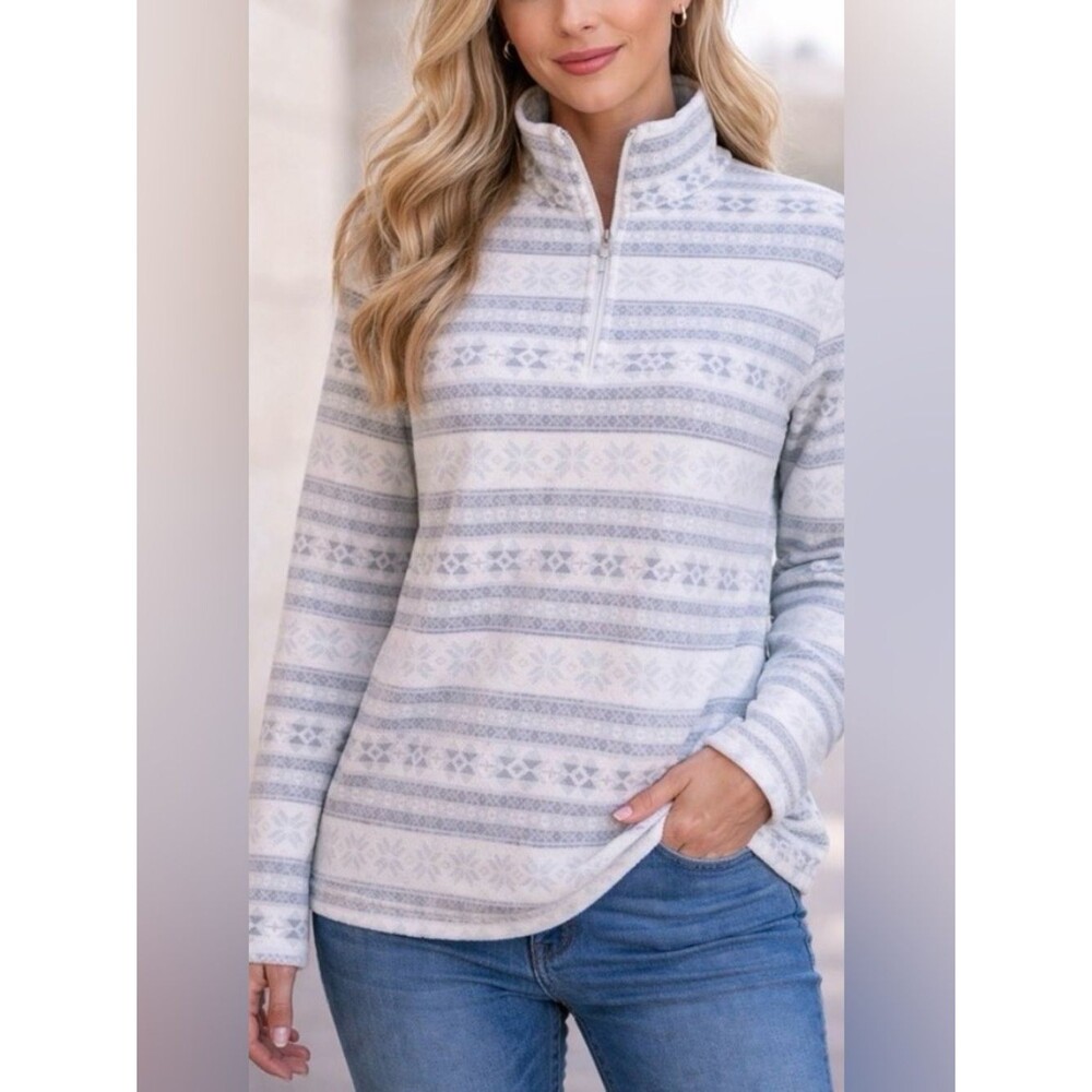 Lands End Long Sleeve Fleece 1/4 Zip Pullover Size Medium 10/12